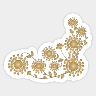 Golden and Beige abstract floral illustration Sticker